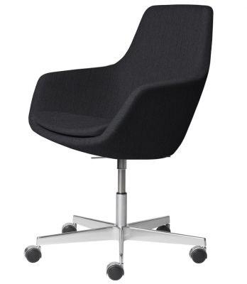 Schwarzer Little Giraffe Drehstuhl von Fritz Hansen mit abnehmbarem Bezug und Rollenfuß.